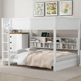 Bellemave® Queen Size Bunk Bed with Storage Cabinets and USB Ports - Bellemave
